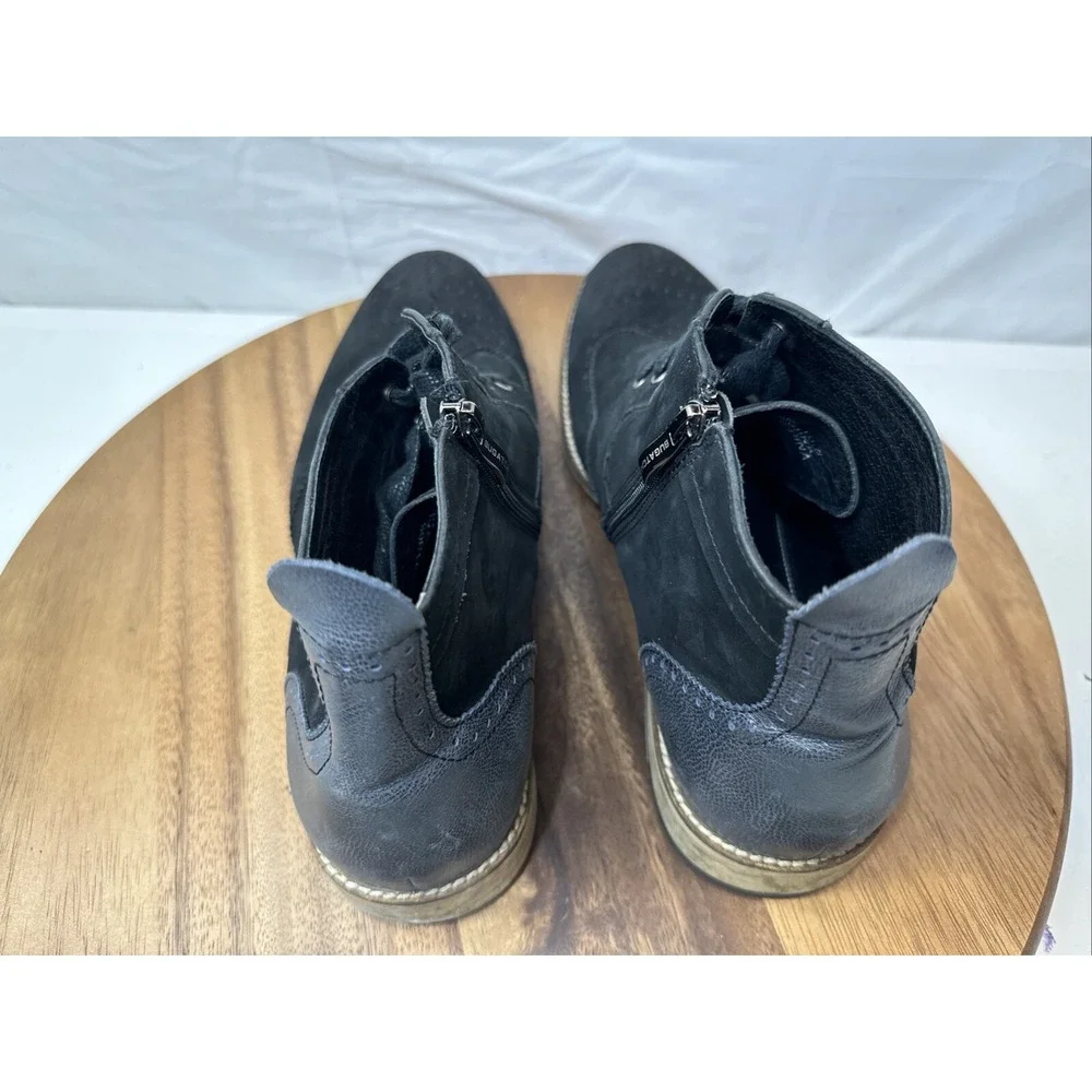 Bugatchi Uomo Chukka Boots 10.5 Black  Gray Leather Suede Zip Lace Oxford  Shoes